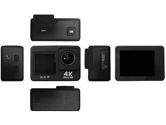 Videocámara deportiva - SK8 Élite Plus, Calidad 4K, MP4, 20 MP, Micro USB y Micro HDMI Out, Negro