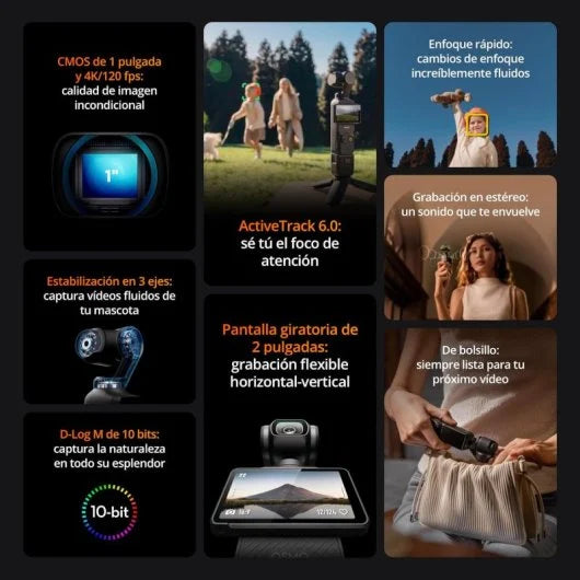 DJI Osmo Pocket 3 Cámara Suspendida 4K Estabilización en 3 Ejes Negra