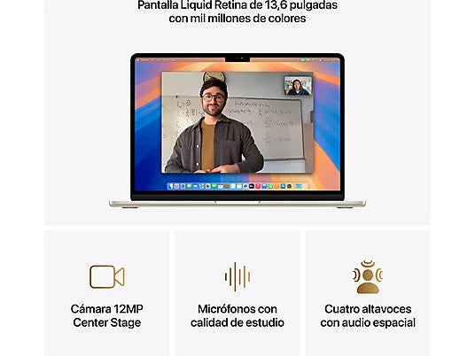 Apple MacBook Air (2025) 13.6 Retina, Chip M4 Apple, CPU de 10 núcleos, GPU de 10 núcleos, 16 GB RAM, 512GB de SSD, Blanco Estrella