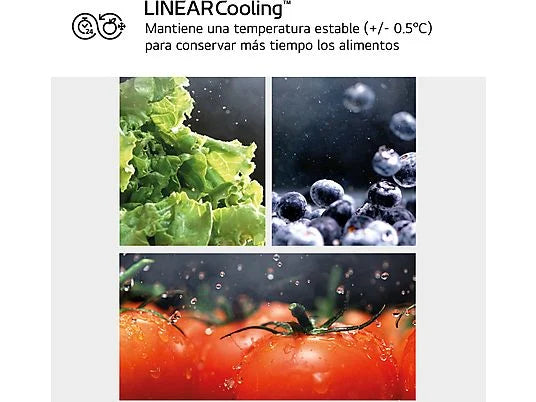 Frigorífico combi - LG GBV3200DPY, Total no Frost, 203 cm, 387 L, DoorCooling+™, FRESHConverter™, Inox antihuellas