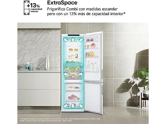 Frigorífico combi - LG GBV21NCDSW, No Frost, 186 cm, 344 l, DoorCooling™, FRESHConverter™, Blanco
