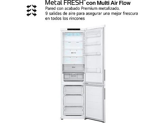Frigorífico combi - LG GBV21NCDSW, No Frost, 186 cm, 344 l, DoorCooling™, FRESHConverter™, Blanco