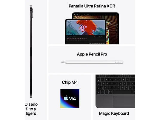 Apple iPad Pro (2024), 256 GB, Negro Espacial, 11", WiFi, Pantalla estándar, Chip M4, 10GPU