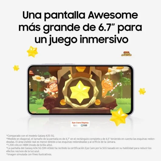Samsung Galaxy A36 5G 6GB128GB Smartphone 6.7 Super AMOLED Android 15 Lavanda Versión Importada EU