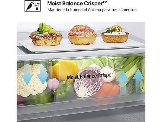 Frigorífico combi - LG GBV3200DPY, Total no Frost, 203 cm, 387 L, DoorCooling+™, FRESHConverter™, Inox antihuellas