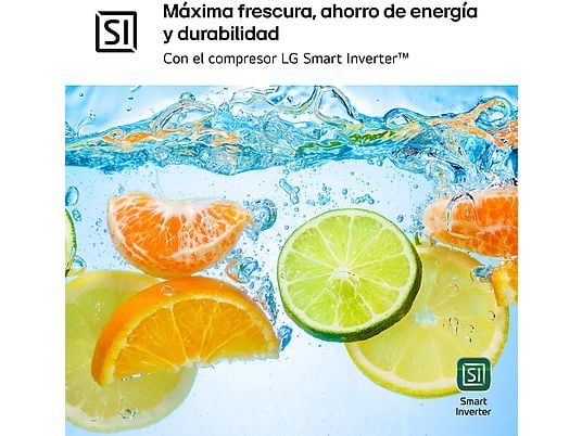 Frigorífico combi - LG GBV3200DPY, Total no Frost, 203 cm, 387 L, DoorCooling+™, FRESHConverter™, Inox antihuellas