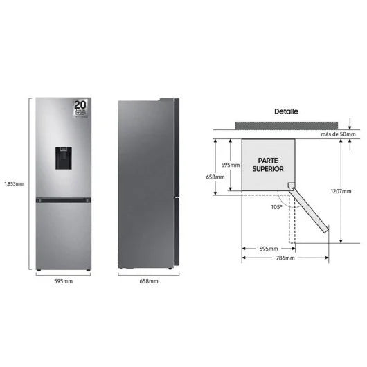 Frigorífico Combi Samsung RB34C632DSAEF Inox