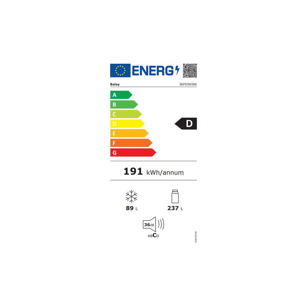 Frigorífico Combi Balay 3KFD565NI Negro
