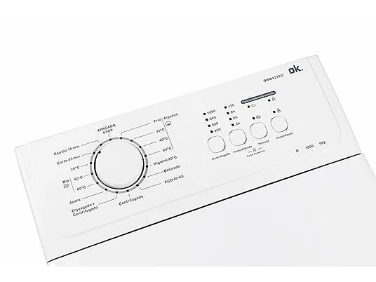 Lavadora carga superior - OK OWM 6213 D, 6 kg, 1000 rpm, 15 Programas, bloqueo niños, Blanco