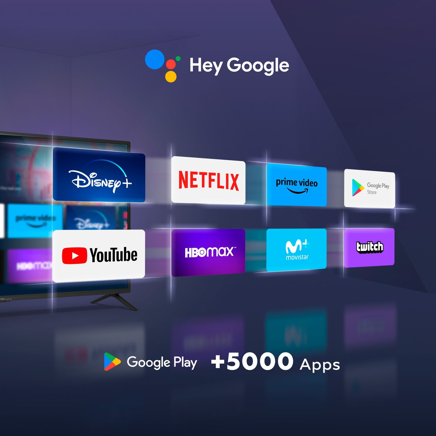 Smart TV 50 pulgadas Qled 4K, Televisor Hey Google Td Systems PRIME50C19GLQ