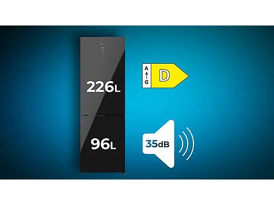 Cecotec Bolero CoolMarket Combi 322 Glass Black D Frigorífico
