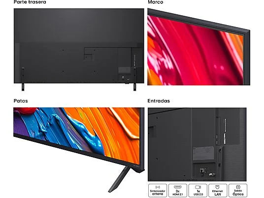 TV QNED 55 - LG 55QNED82A6B, UHD 4K, Procesador Inteligente α7 AI Processor 4K Gen8, Smart TV, DVB-T2 (H.265), Ashed Blue