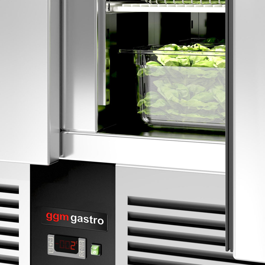 Saladette  Pizzakühltisch Premium - 1,37 x 0,7 M - mit 3 Türen