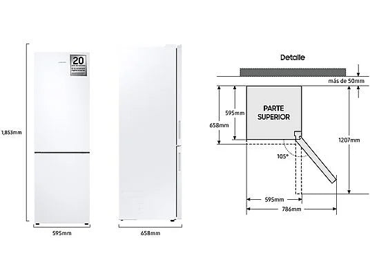 Samsung RB33B612EWWEF Frigorífico Combi E Blanco