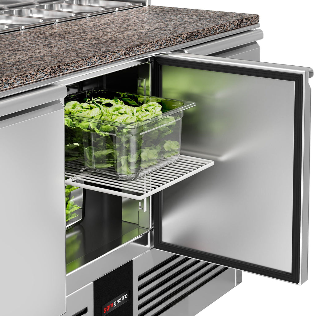 Saladette  Pizzakühltisch Premium - 1,37 x 0,7 M - mit 3 Türen