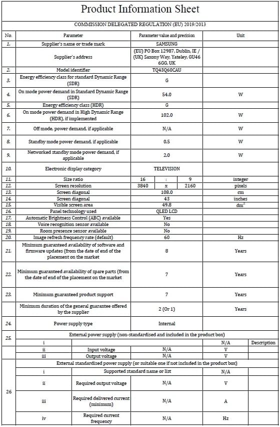 2023 43 pulgadas Q60C Qled 4K HDR Smart TV QE43Q60CAUXXU