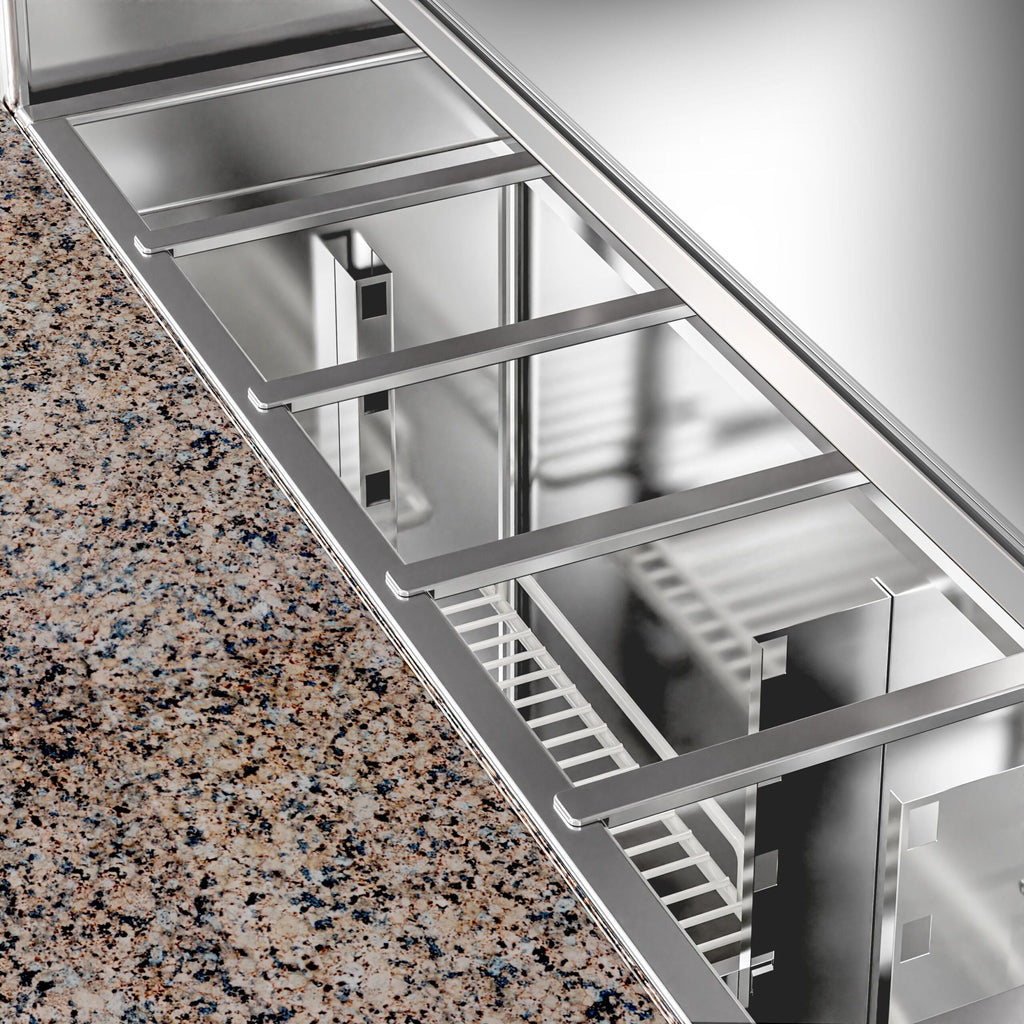 Saladette  Pizzakühltisch Premium - 1,37 x 0,7 M - mit 3 Türen