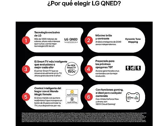 TV QNED 55 - LG 55QNED82A6B, UHD 4K, Procesador Inteligente α7 AI Processor 4K Gen8, Smart TV, DVB-T2 (H.265), Ashed Blue