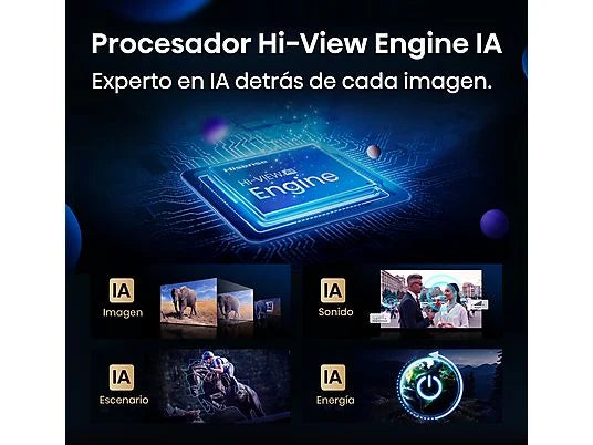TV Mini LED 50 - Hisense 50E8Q, UHD 4K, 144 Hz, Hi-View Engine, Escalador HDR IA, Subwoofer integrado, Negro