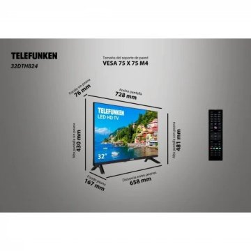Televisor Telefunken 32" 32DTH824 con Modo Hotel