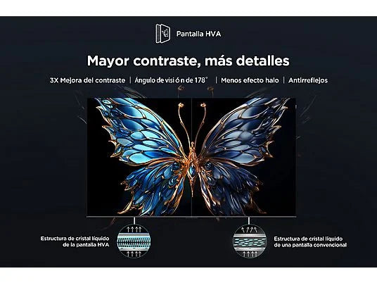 TV QLED 65" - TCL 65P7K, UHD 4K, AiPQ Processor, Smart TV, DVB-T2, 60 Hz, Pantalla HVA, Dolby Atmos, Negro