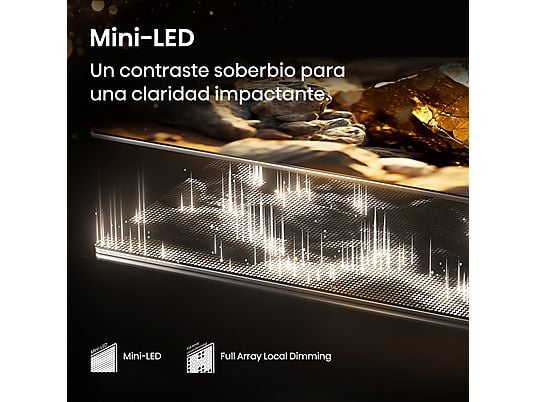 TV Mini LED 75 - Hisense 75E8Q, UHD 4K, 144 Hz, Hi-View Engine, Escalador HDR IA, Subwoofer integrado, Negro