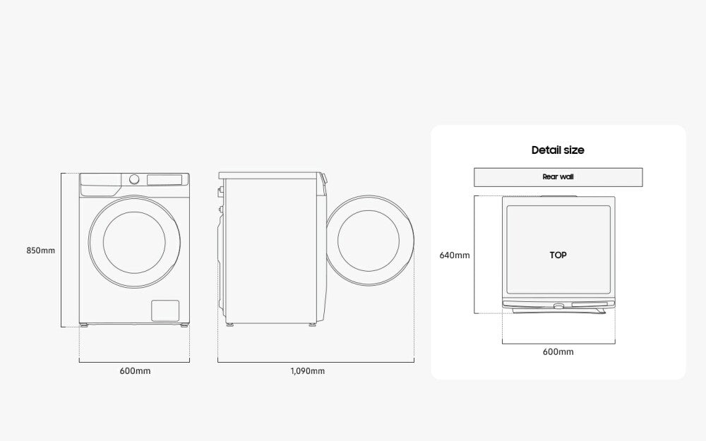 Samsung WD90DG6B85BKU3 Lavadora secadora cm. 60 - lavado 9 kg - secado 6 kg - blanco
