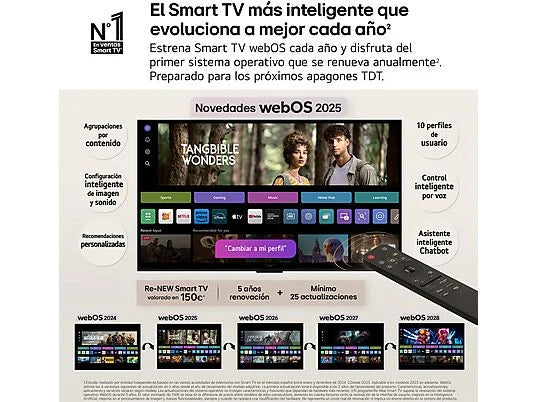 TV OLED 55 - LG OLED55G54LW.AEU, OLED 4K, Procesador Inteligente α11 AI Processor 4K Gen2, Smart TV, DVB-T2 (H.265), Rocky Black