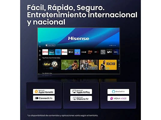 TV LED 43" - Hisense 43A6Q, UHD 4K, Quad Core/MT9603, IA 4K Upscaler, Modo Juego Plus, Control por voz, Negro
