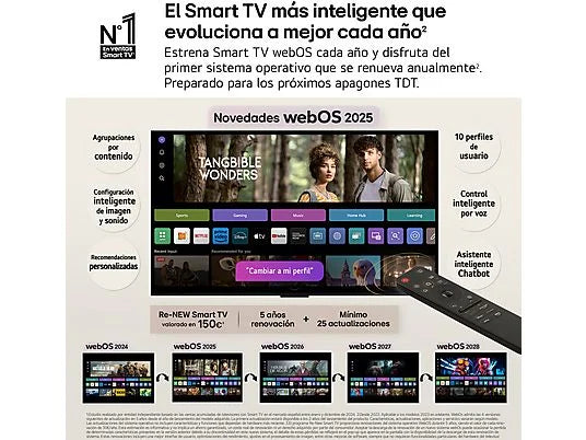 TV OLED 77" - LG OLED77G54LW, OLED 4K, Procesador Inteligente α11 AI Processor 4K Gen2, Smart TV, Rocky Black