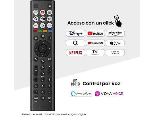 TV Mini LED 65 - Hisense 65E8Q, UHD 4K, 144 Hz, Hi-View Engine, Escalador HDR IA, Subwoofer integrado, Negro