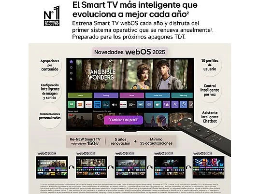 TV QNED 55 - LG 55QNED82A6B, UHD 4K, Procesador Inteligente α7 AI Processor 4K Gen8, Smart TV, DVB-T2 (H.265), Ashed Blue